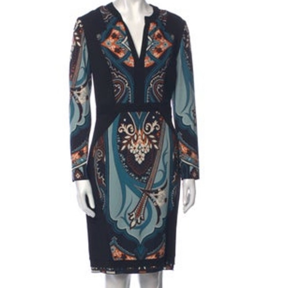 ETRO Paisley Print V-Neck Bohemian Shift Dress